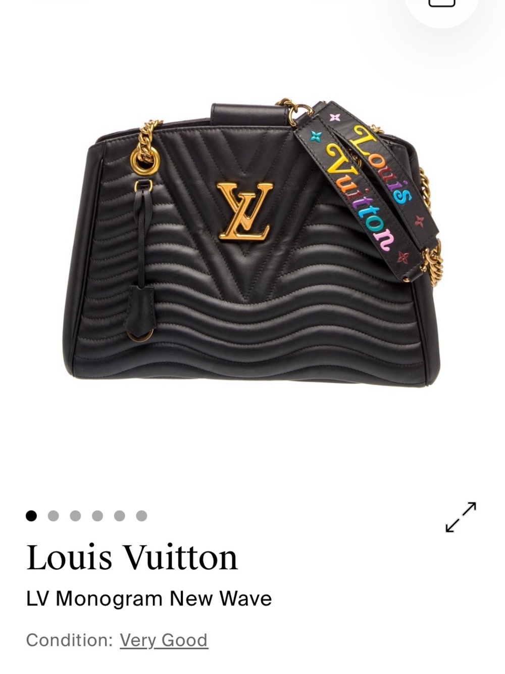 Louis Vuitton Black Quilted New Wave Shoulder Bag with Multicolor Strap